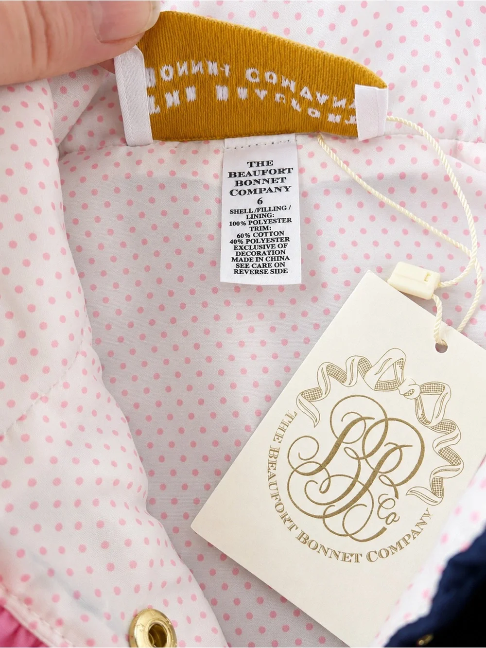 NWT The Beaufort Bonnet Company TBBC Quilted Ruffle Vest Navy Pink 6